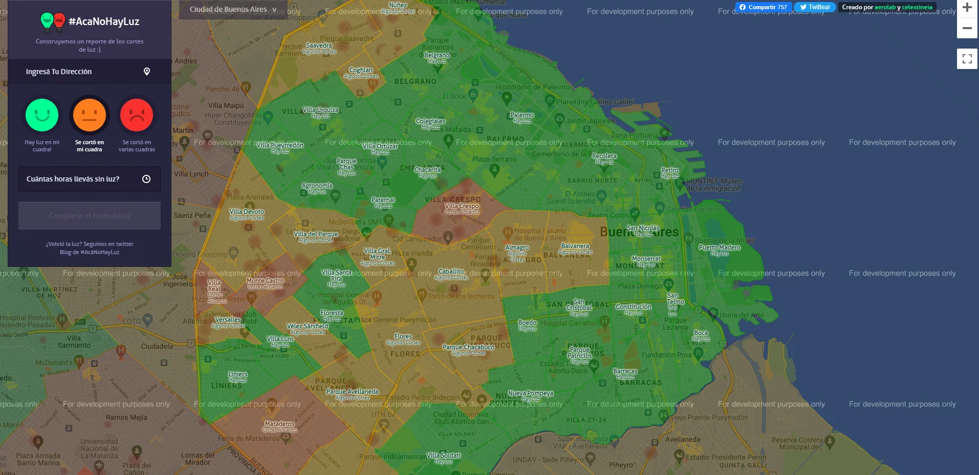 El mapa de los cortes de luz